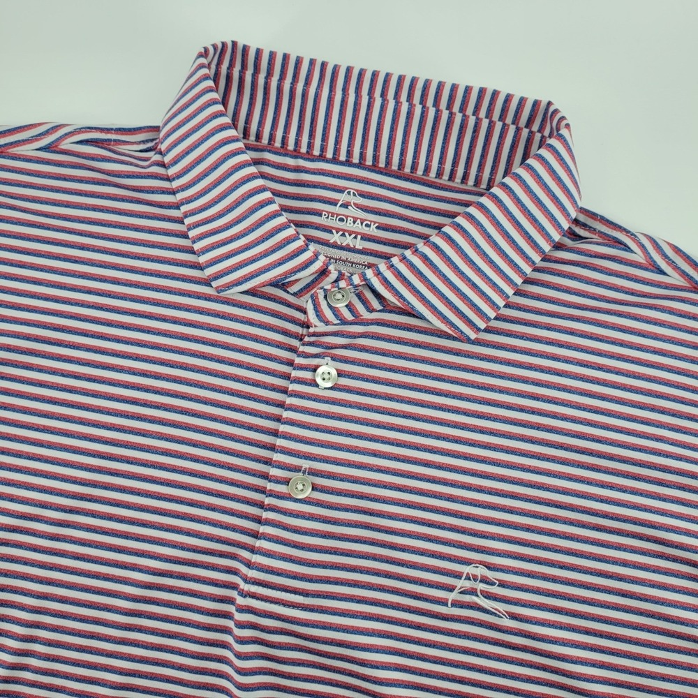 Rhoback Mens‎ XXL Polo Shirt Golf American Flag Red White Blue Striped